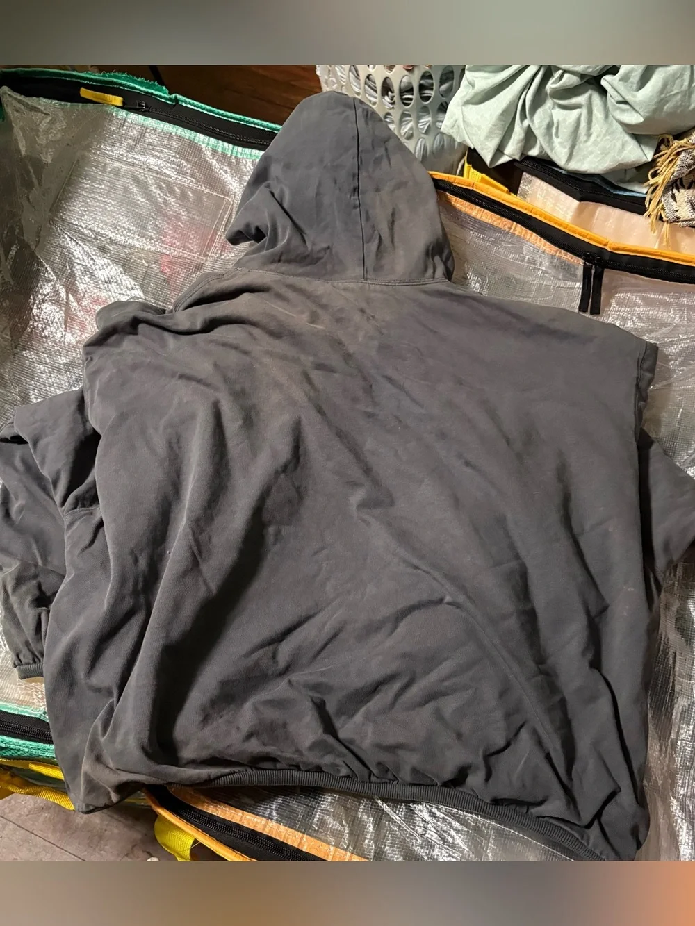 BELLIFY Faded Wash Oversized Boxy Hoodie in Charcoal L